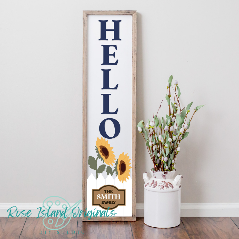 Personalized Sunflower and Fence Porch Leaner Sign-RIO1543