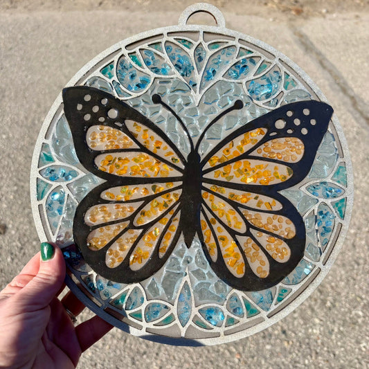 Butterfly Crushed Glass Suncatcher