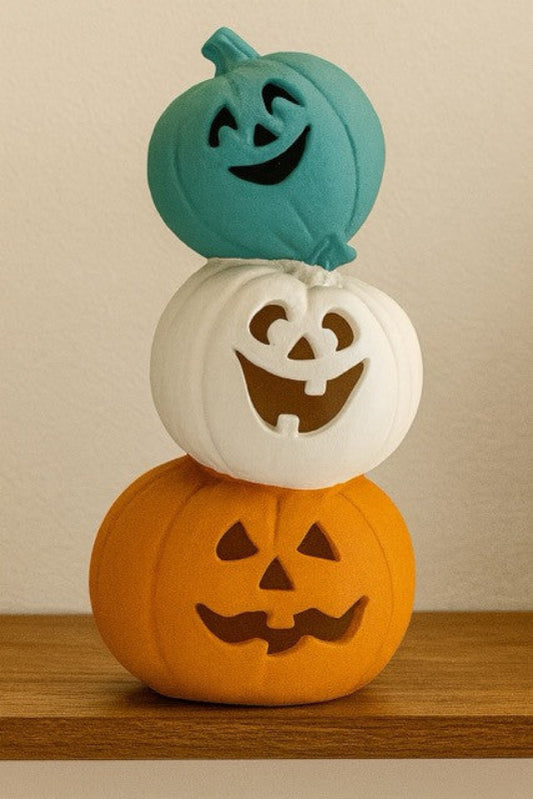 ceramic stacked jack o lanterns light up