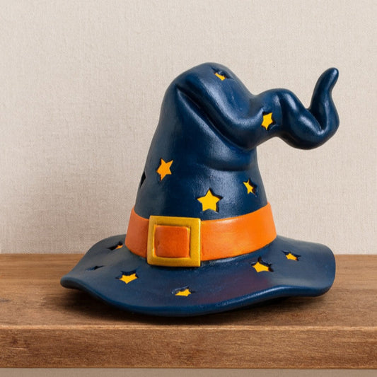 Ceramic witches hat black and orange