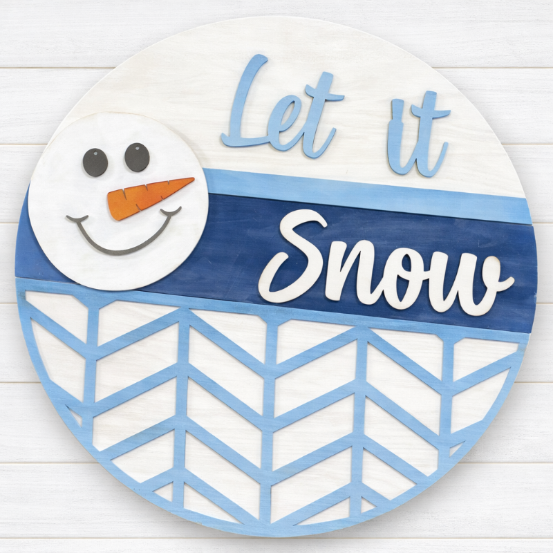 Let it snow sign with snowman
