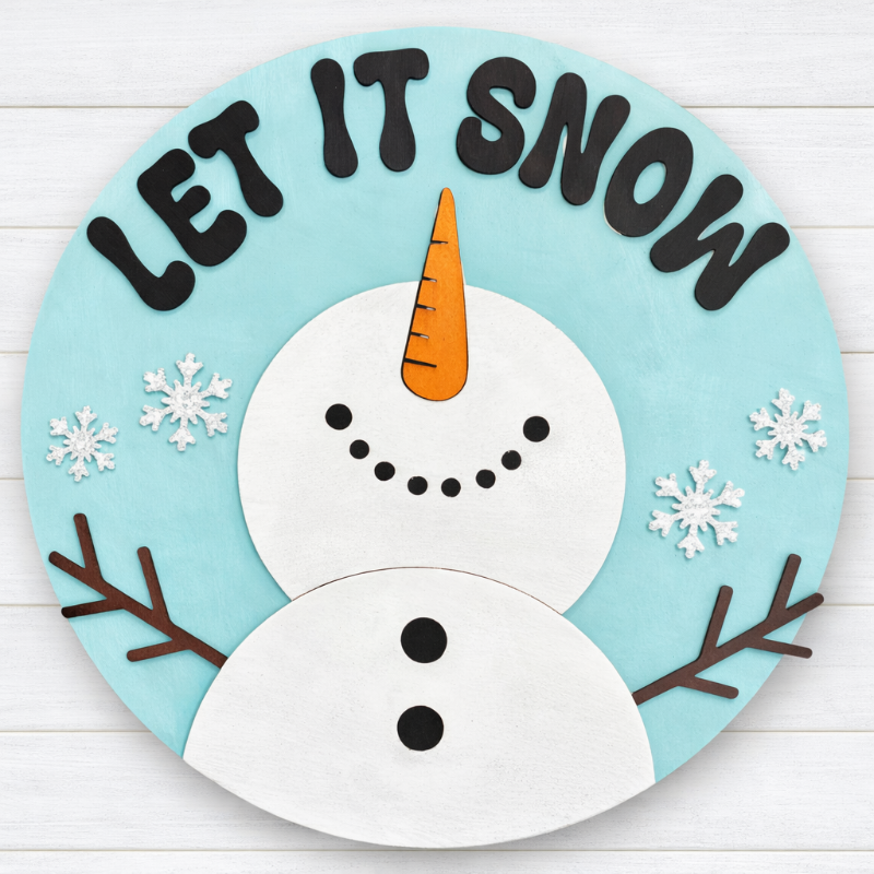 Let it snow sign with snowman