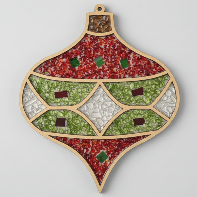 Ornament shaped glass suncatcher